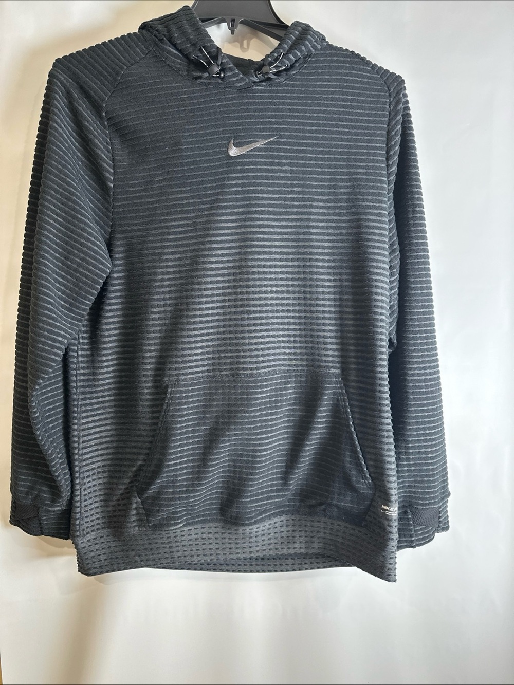 Nike Black Textured Ribbed Pullover Hoodie